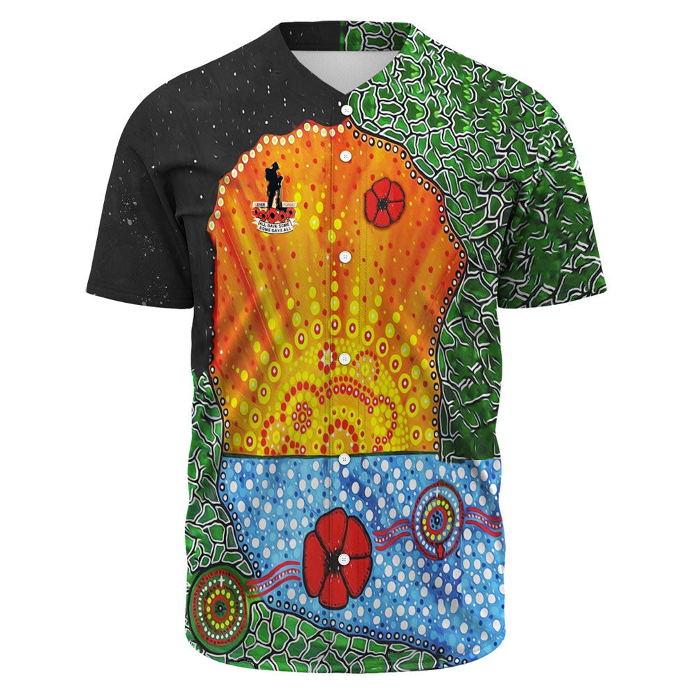 VibeHoodie Clothing - Aboriginal Australian ANZAC Day Lest We Forget Poppy Baseball Jersey LT10 - Vibe Hoodie Shop