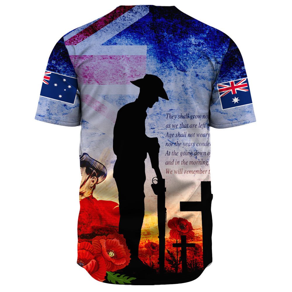 VibeHoodie Clothing - ANZAC Day Australia Soldier We Will Rememer Them Baseball Jersey LT10 - Vibe Hoodie Shop