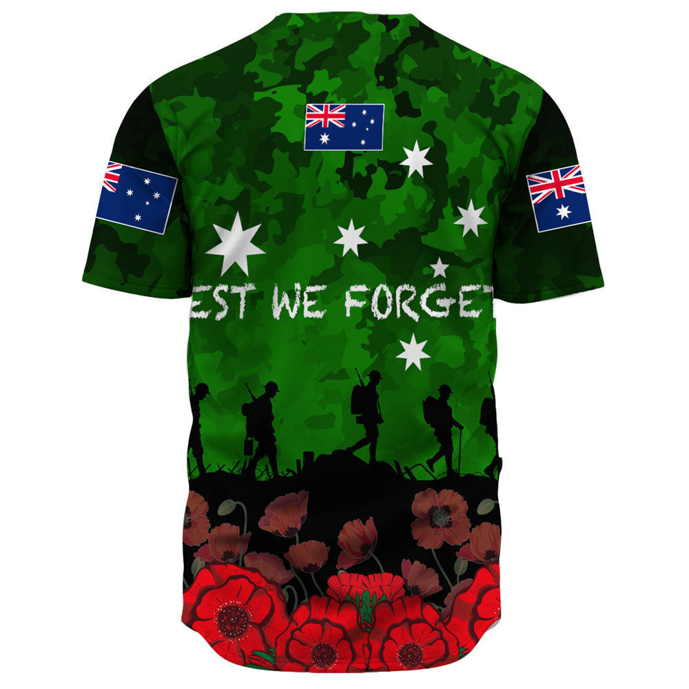 VibeHoodie Clothing - Australia ANZAC Day Camouflage and Poppy Baseball Jersey LT10 - Vibe Hoodie Shop