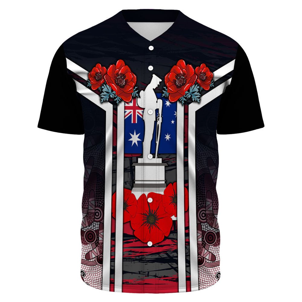 VibeHoodie Clothing - Australia ANZAC Day Poppy Aboriginal Pattern Baseball Jersey LT10 - Vibe Hoodie Shop