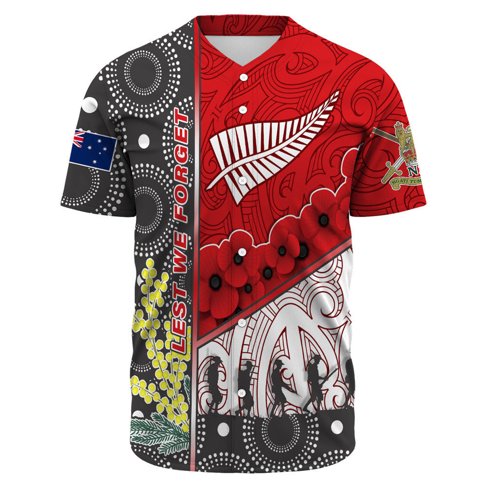 VibeHoodie Clothing - Australia Indigenous and New Zealand Maori ANZAC (Red) Baseball Jersey LT10 - Vibe Hoodie Shop