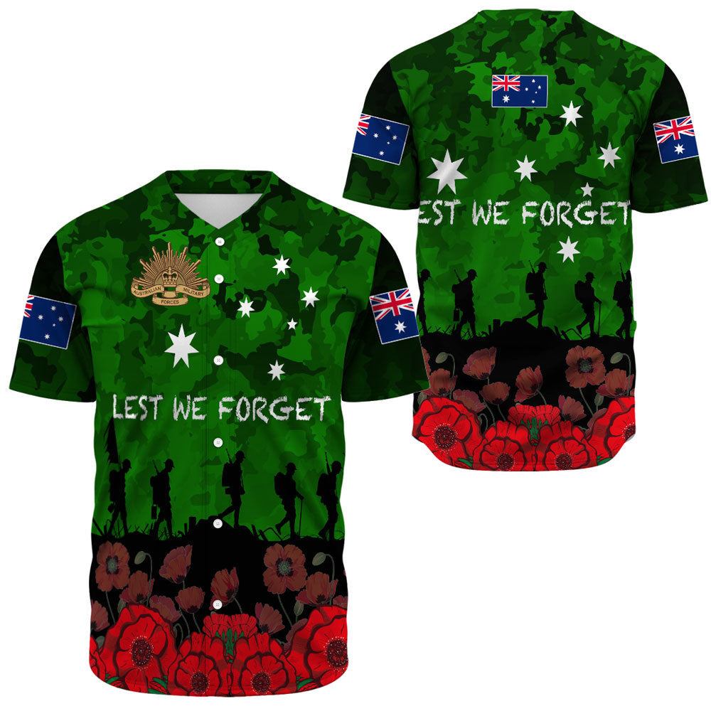 VibeHoodie Clothing - Australia ANZAC Day Camouflage and Poppy Baseball Jersey LT10 - Vibe Hoodie Shop