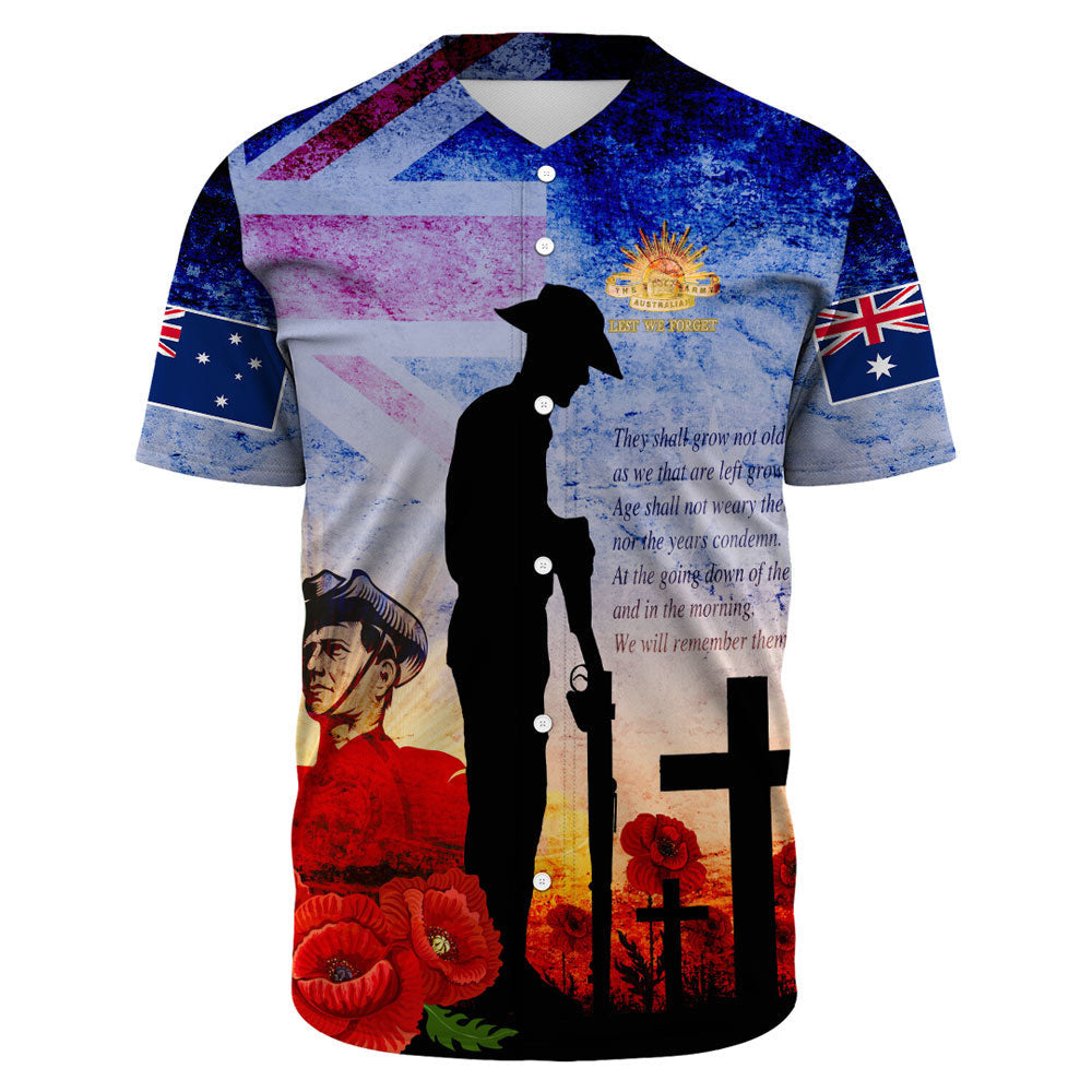 VibeHoodie Clothing - ANZAC Day Australia Soldier We Will Rememer Them Baseball Jersey LT10 - Vibe Hoodie Shop