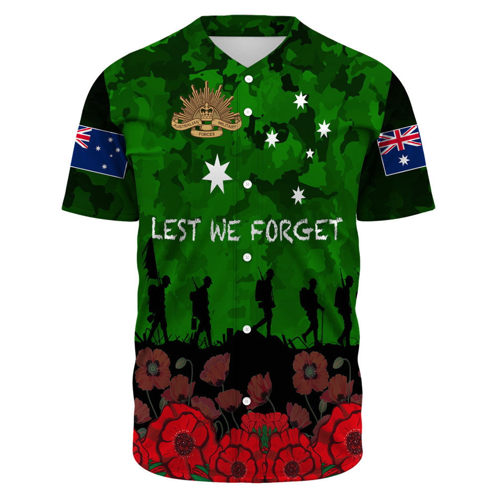 VibeHoodie Clothing - Australia ANZAC Day Camouflage and Poppy Baseball Jersey LT10 - Vibe Hoodie Shop