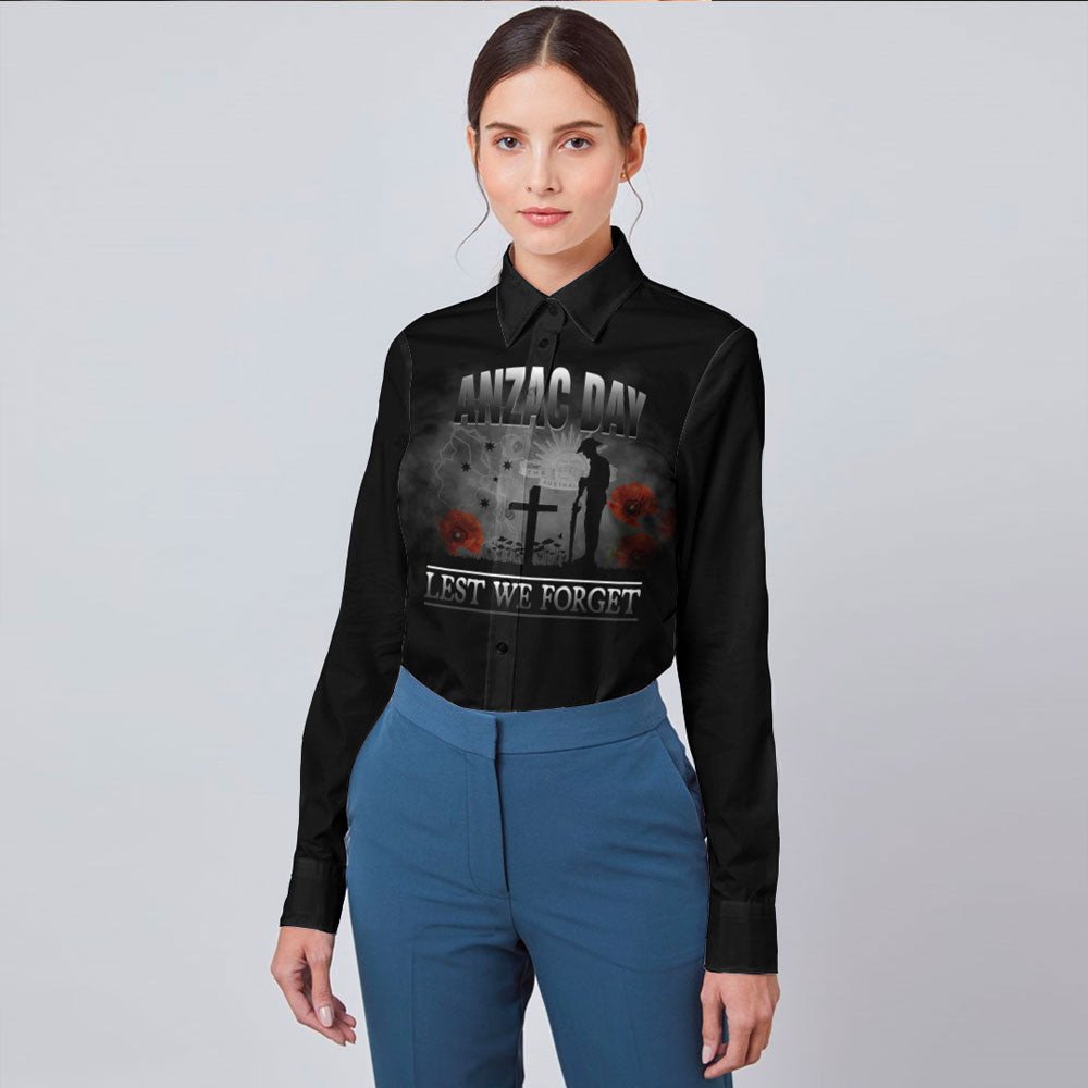 VibeHoodie Clothing - ANZAC Day Remember Australia and New Zealand Long Sleeve Button Shirt LT10 - Vibe Hoodie Shop