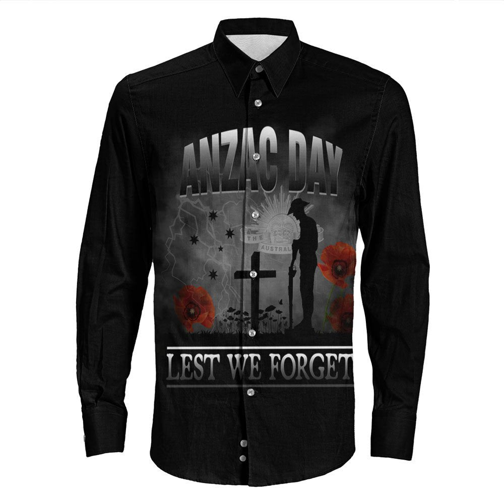 VibeHoodie Clothing - ANZAC Day Remember Australia and New Zealand Long Sleeve Button Shirt LT10 - Vibe Hoodie Shop