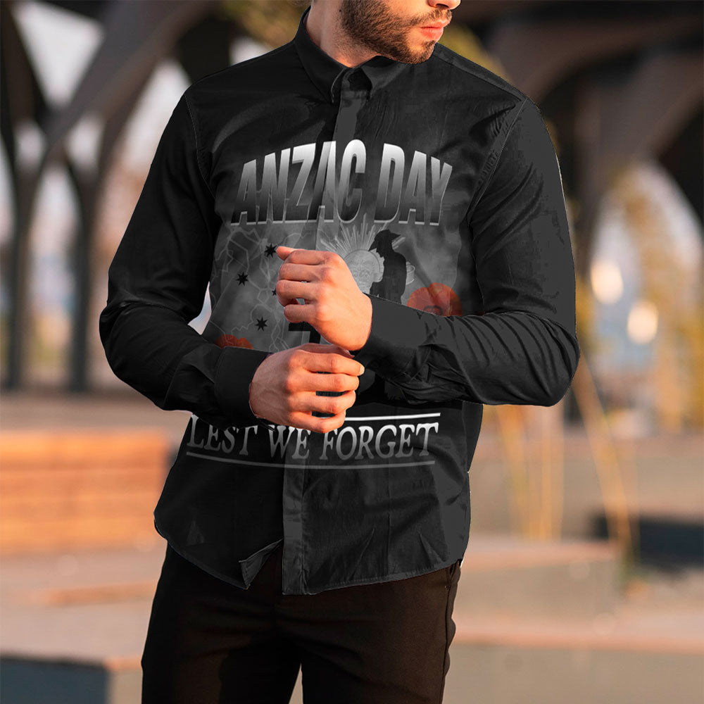 VibeHoodie Clothing - ANZAC Day Remember Australia and New Zealand Long Sleeve Button Shirt LT10 - Vibe Hoodie Shop