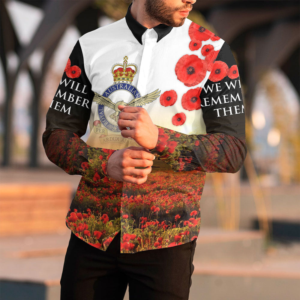 VibeHoodie Clothing - ANZAC Day Australian Air Force Long Sleeve Button Shirt LT10 - Vibe Hoodie Shop