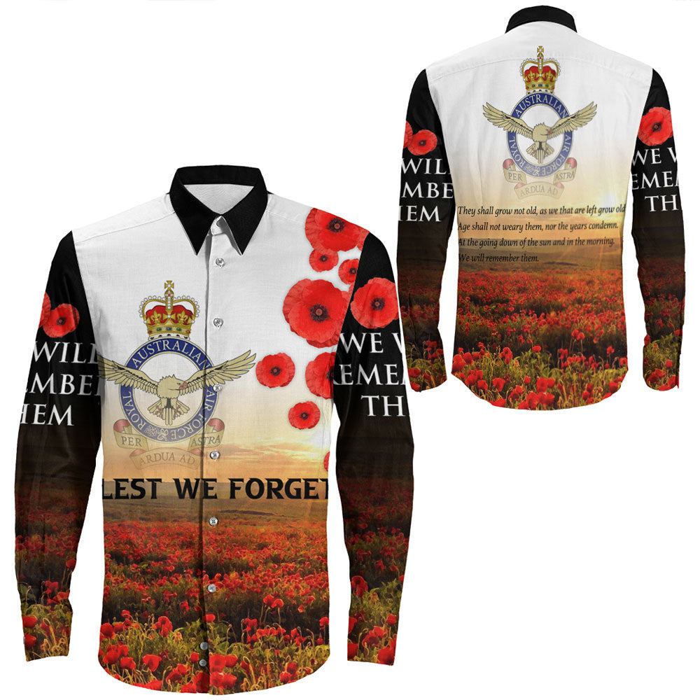 VibeHoodie Clothing - ANZAC Day Australian Air Force Long Sleeve Button Shirt LT10 - Vibe Hoodie Shop