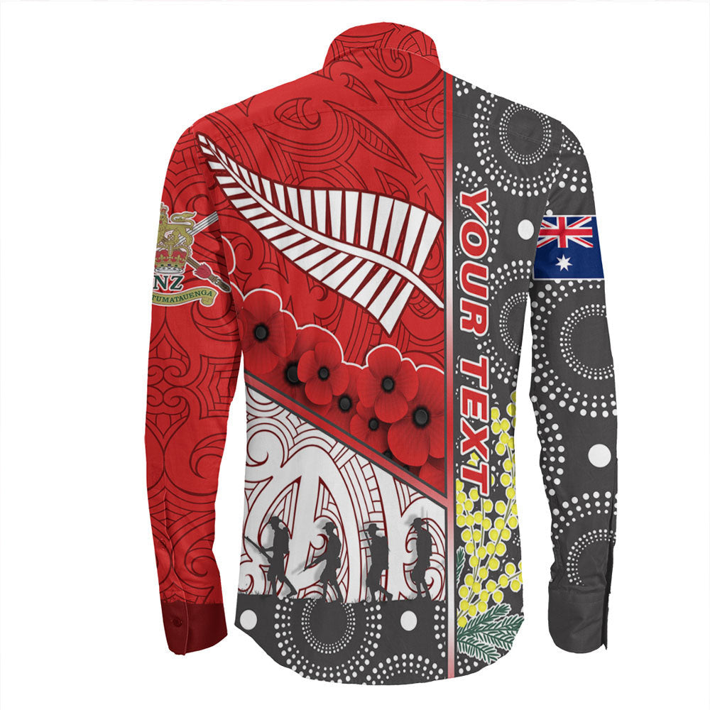 VibeHoodie Clothing - (Custom) Australia Indigenous and New Zealand Maori ANZAC (Red) Long Sleeve Button Shirt LT10 - Vibe Hoodie Shop