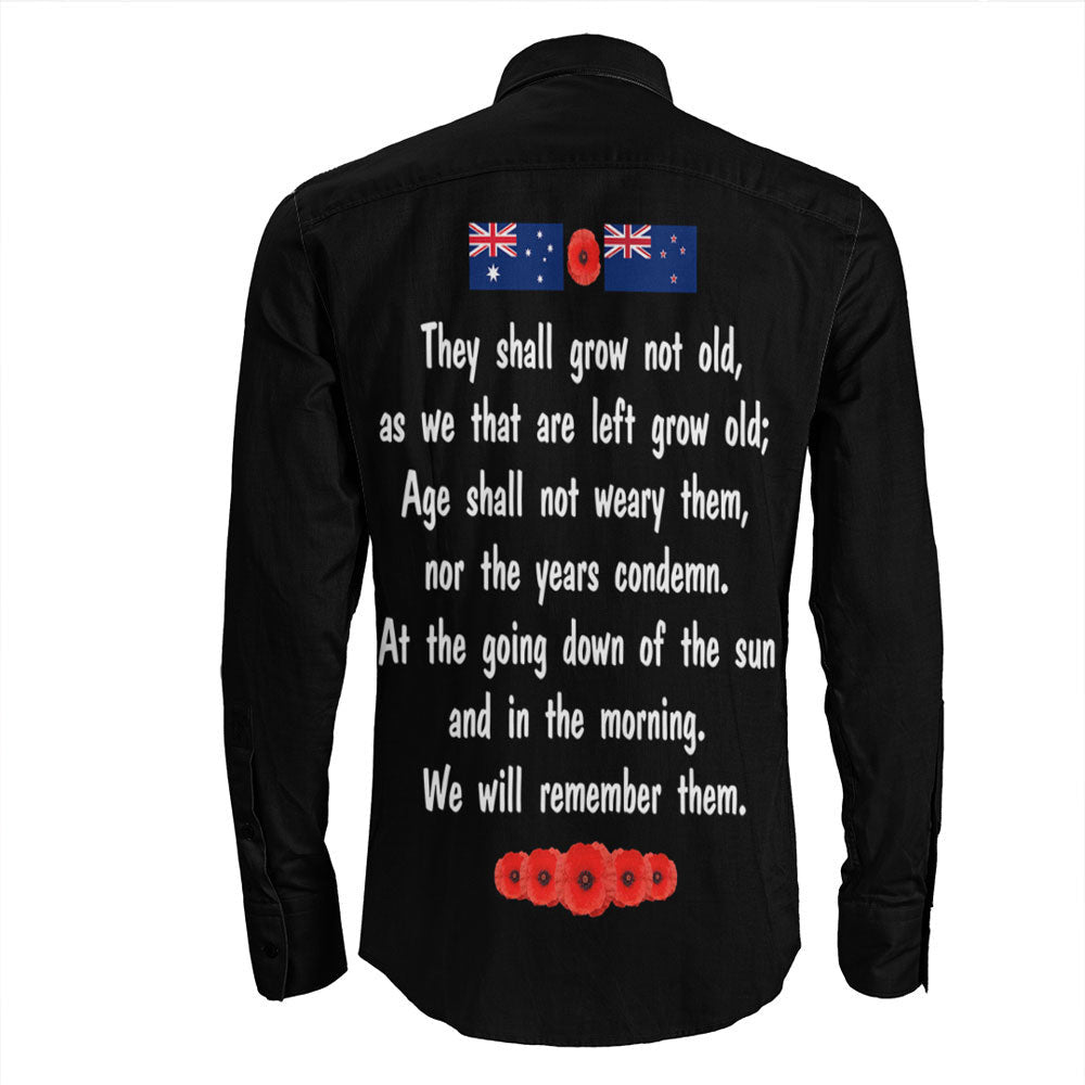 VibeHoodie Clothing - ANZAC Day Remember Australia and New Zealand Long Sleeve Button Shirt LT10 - Vibe Hoodie Shop