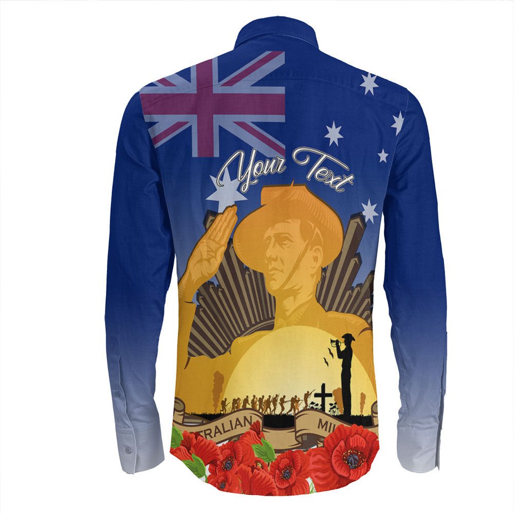 VibeHoodie Clothing - (Custom) Australia ANZAC Day Soldier Salute Long Sleeve Button Shirt LT10 - Vibe Hoodie Shop