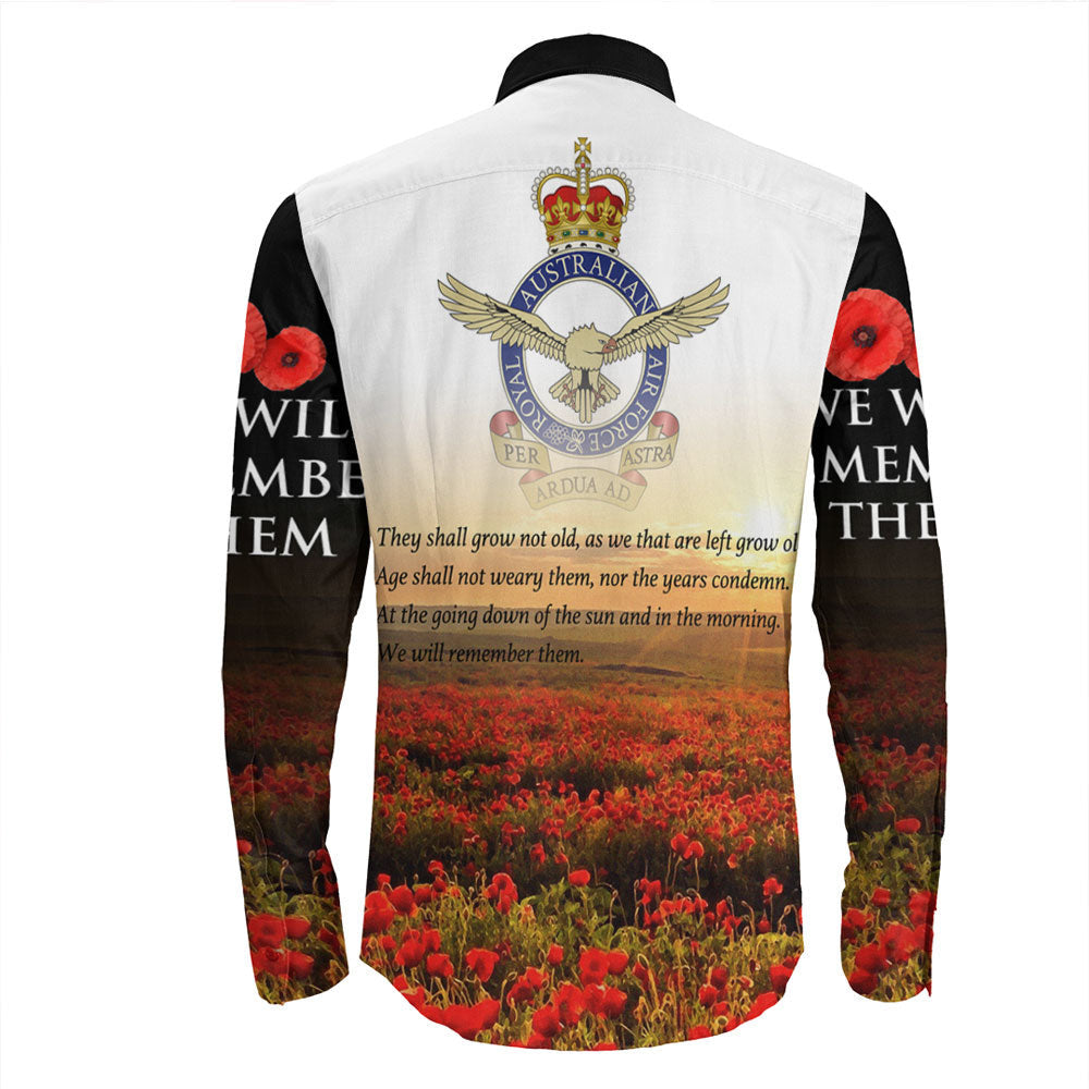 VibeHoodie Clothing - ANZAC Day Australian Air Force Long Sleeve Button Shirt LT10 - Vibe Hoodie Shop