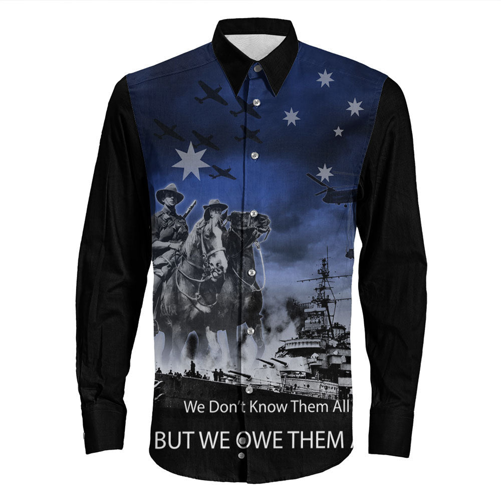 VibeHoodie Clothing - ANZAC Day Australia Light Horse Long Sleeve Button Shirt LT10 - Vibe Hoodie Shop