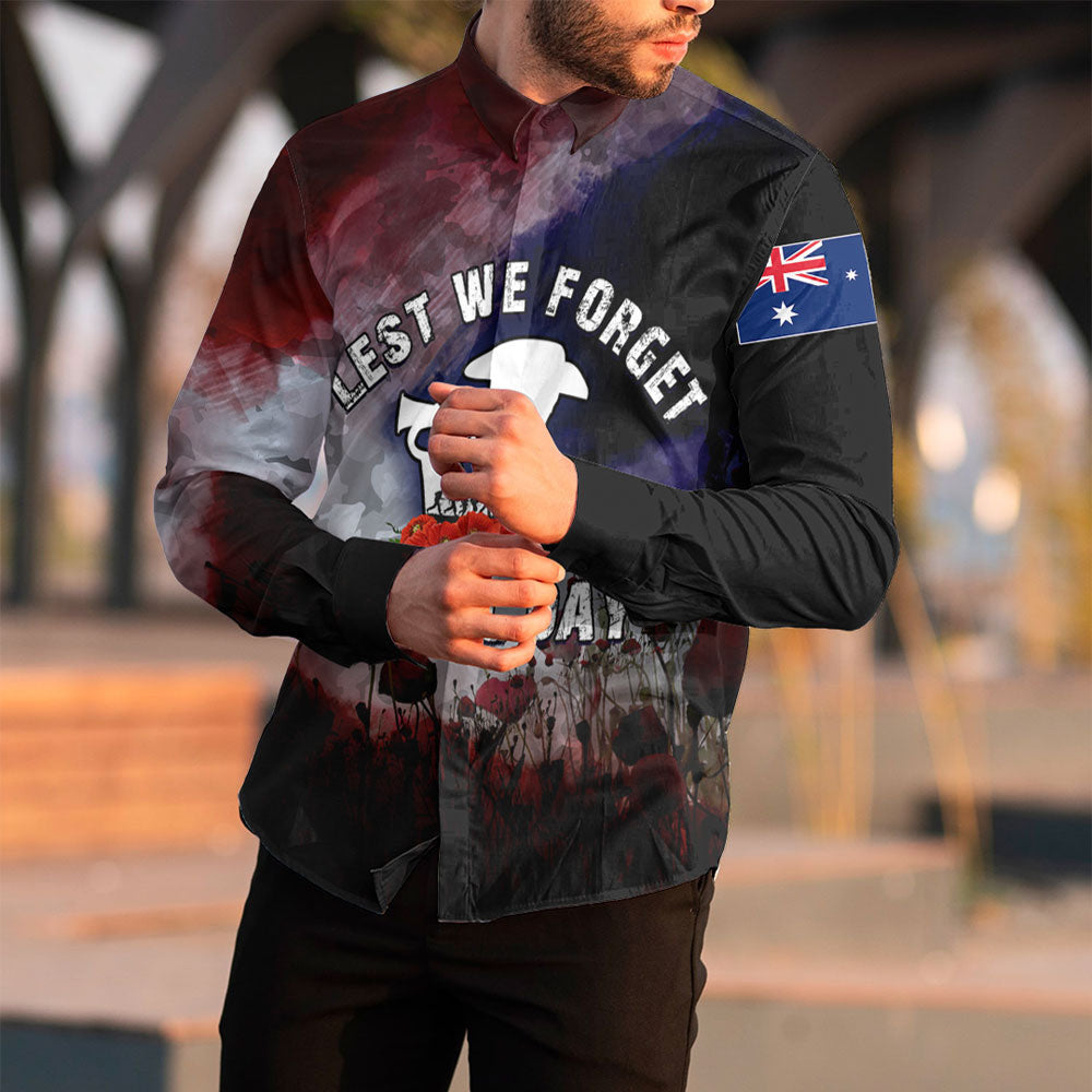 VibeHoodie Clothing - ANZAC Day The Australian Army Long Sleeve Button Shirt LT10 - Vibe Hoodie Shop