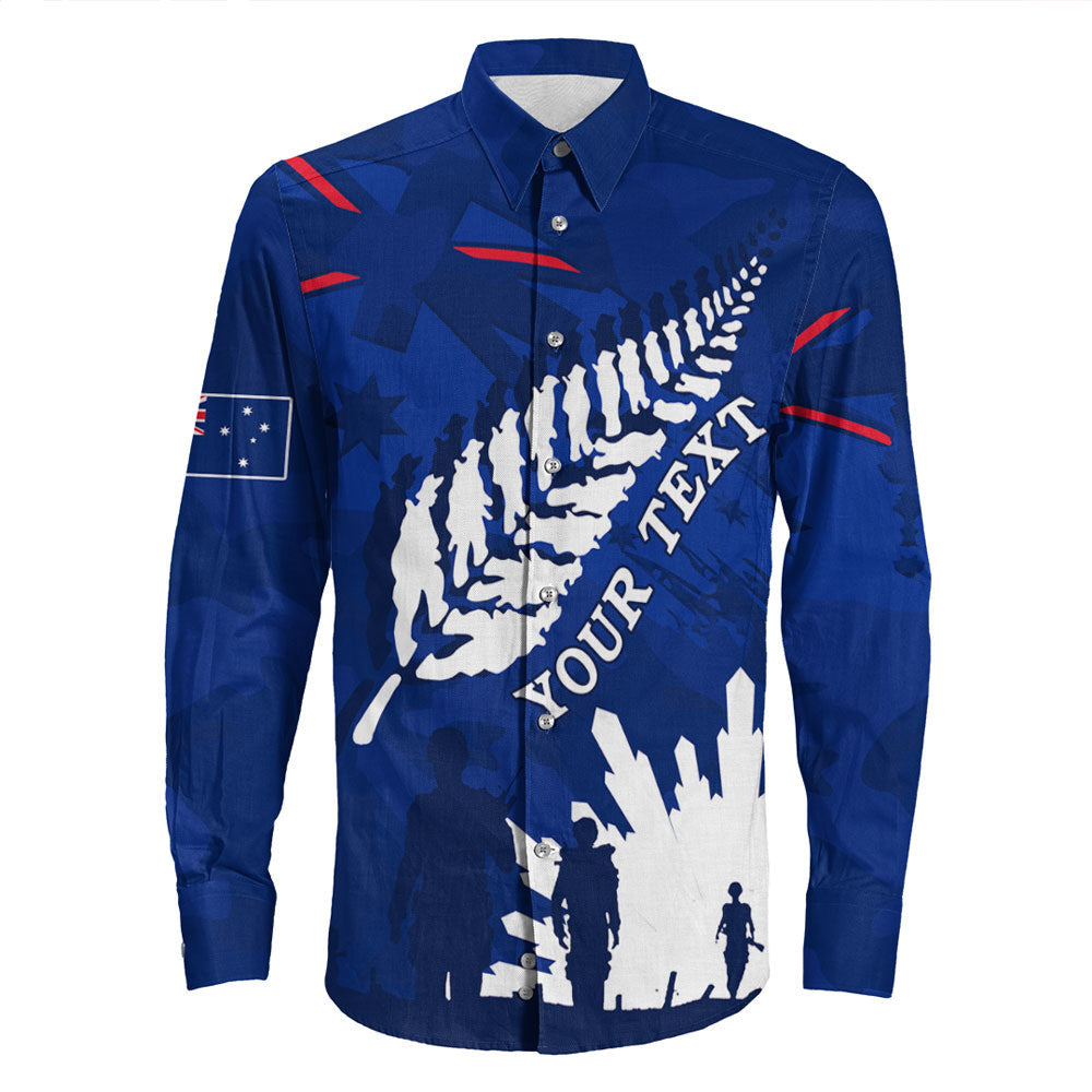 VibeHoodie Clothing - (Custom) Australia ANZAC Camouflage Mix Fern Long Sleeve Button Shirt LT10 - Vibe Hoodie Shop