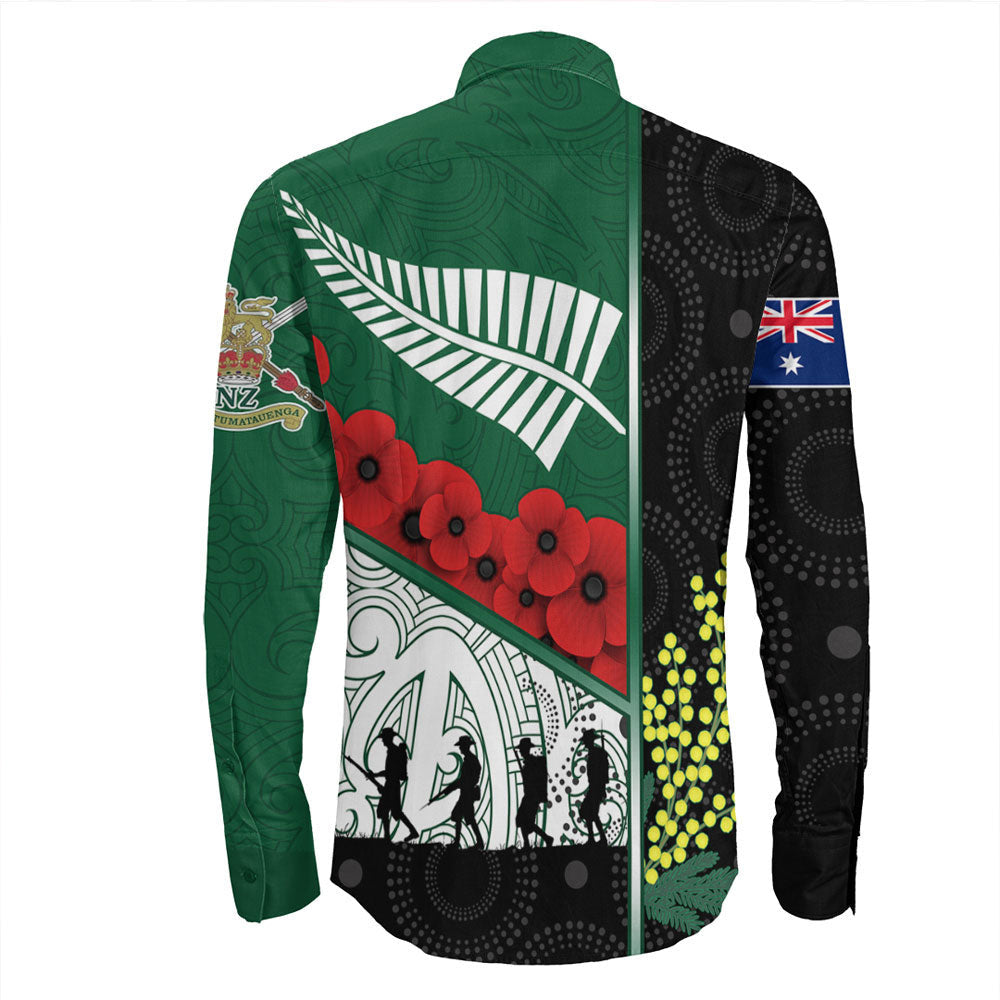 VibeHoodie Clothing - Australia Indigenous and New Zealand Maori ANZAC Long Sleeve Button Shirt LT10 - Vibe Hoodie Shop