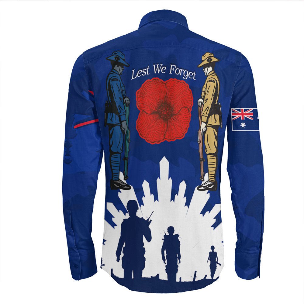 VibeHoodie Clothing - (Custom) Australia ANZAC Camouflage Mix Fern Long Sleeve Button Shirt LT10 - Vibe Hoodie Shop