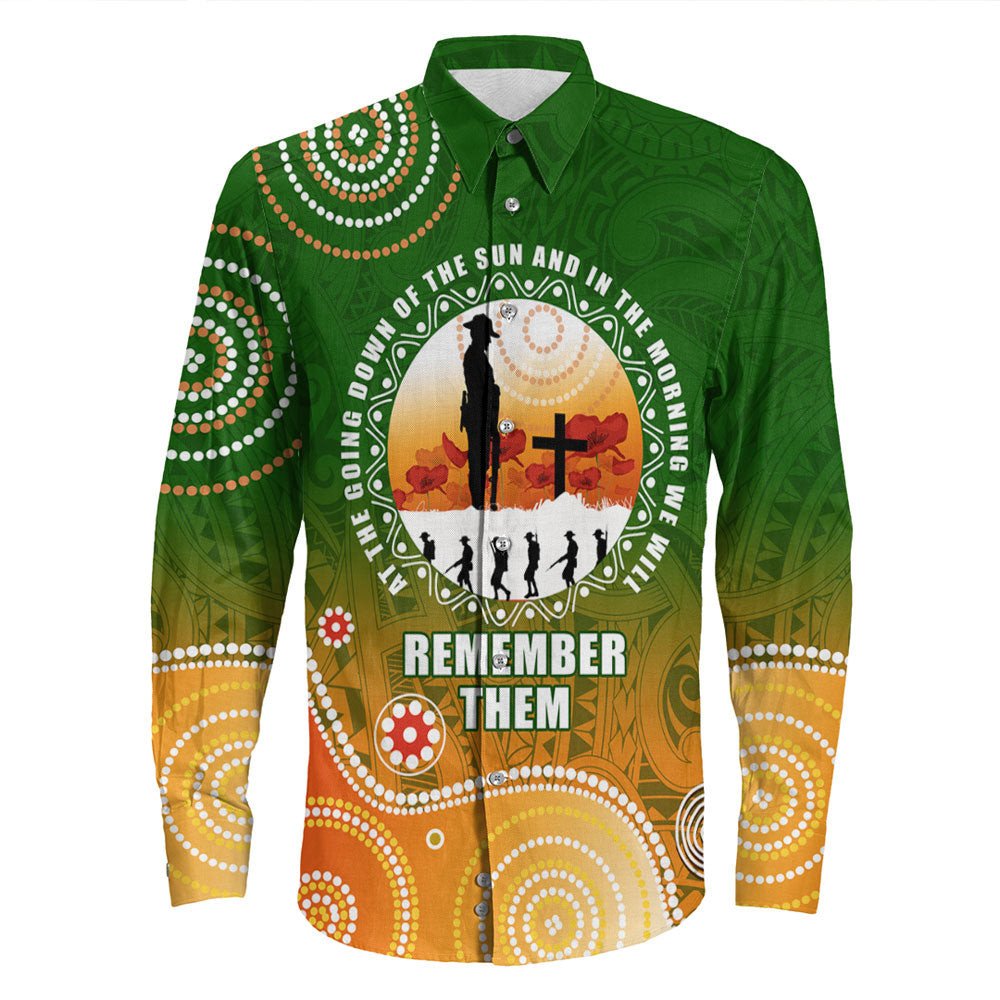 VibeHoodie Clothing - (Custom) ANZAC New Zealand Maori - Australia Indigenous Long Sleeve Button Shirt LT10 - Vibe Hoodie Shop