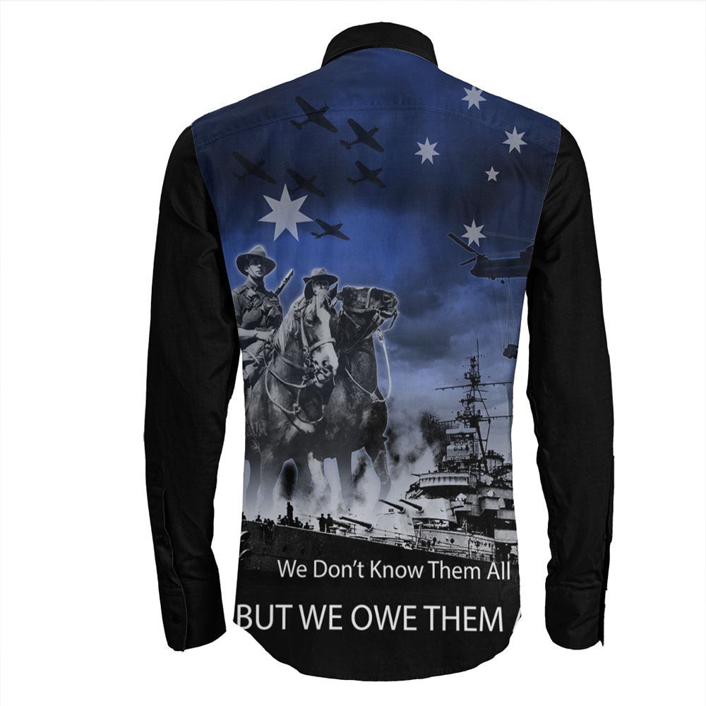 VibeHoodie Clothing - ANZAC Day Australia Light Horse Long Sleeve Button Shirt LT10 - Vibe Hoodie Shop