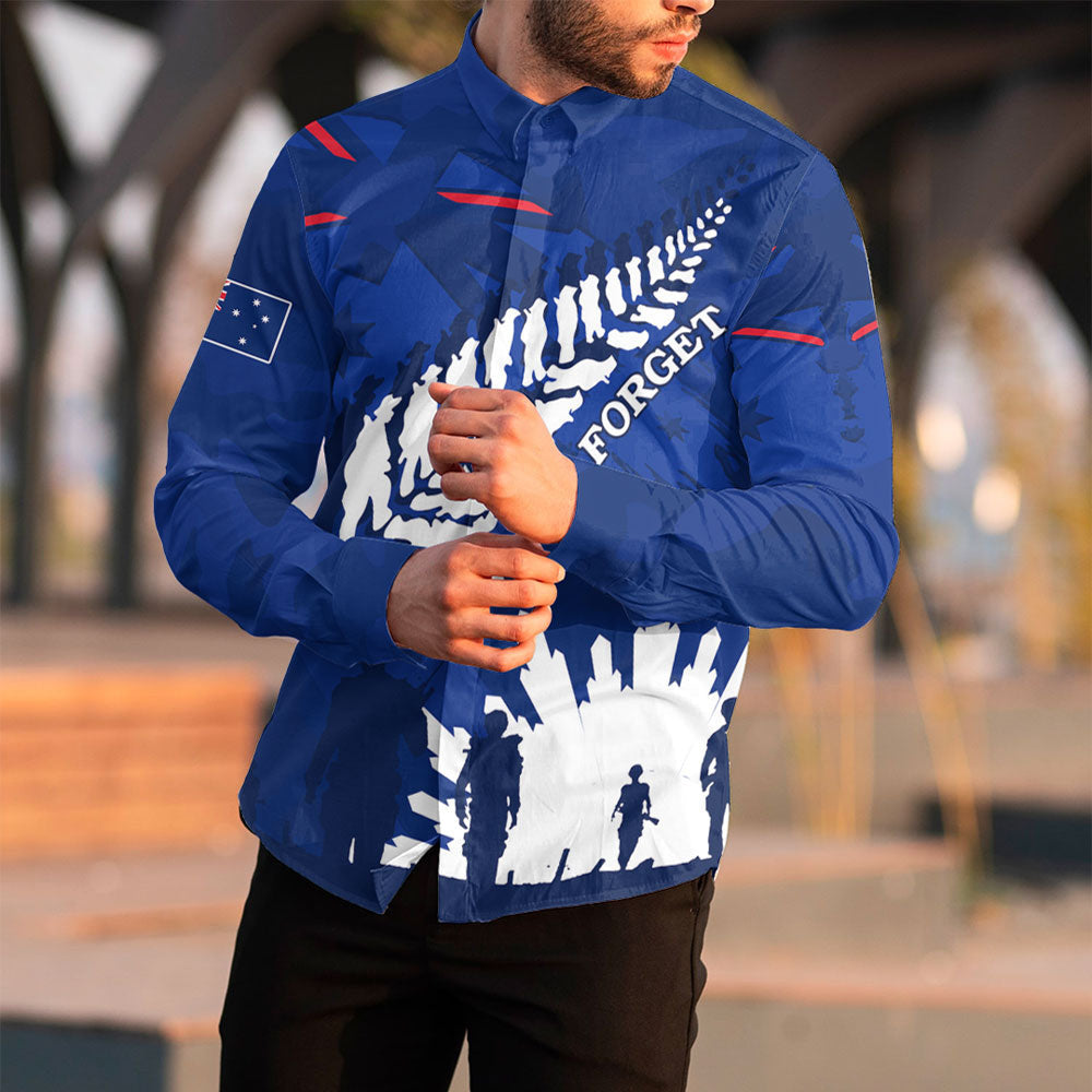 VibeHoodie Clothing - Australia ANZAC Camouflage Mix Fern Long Sleeve Button Shirt LT10 - Vibe Hoodie Shop