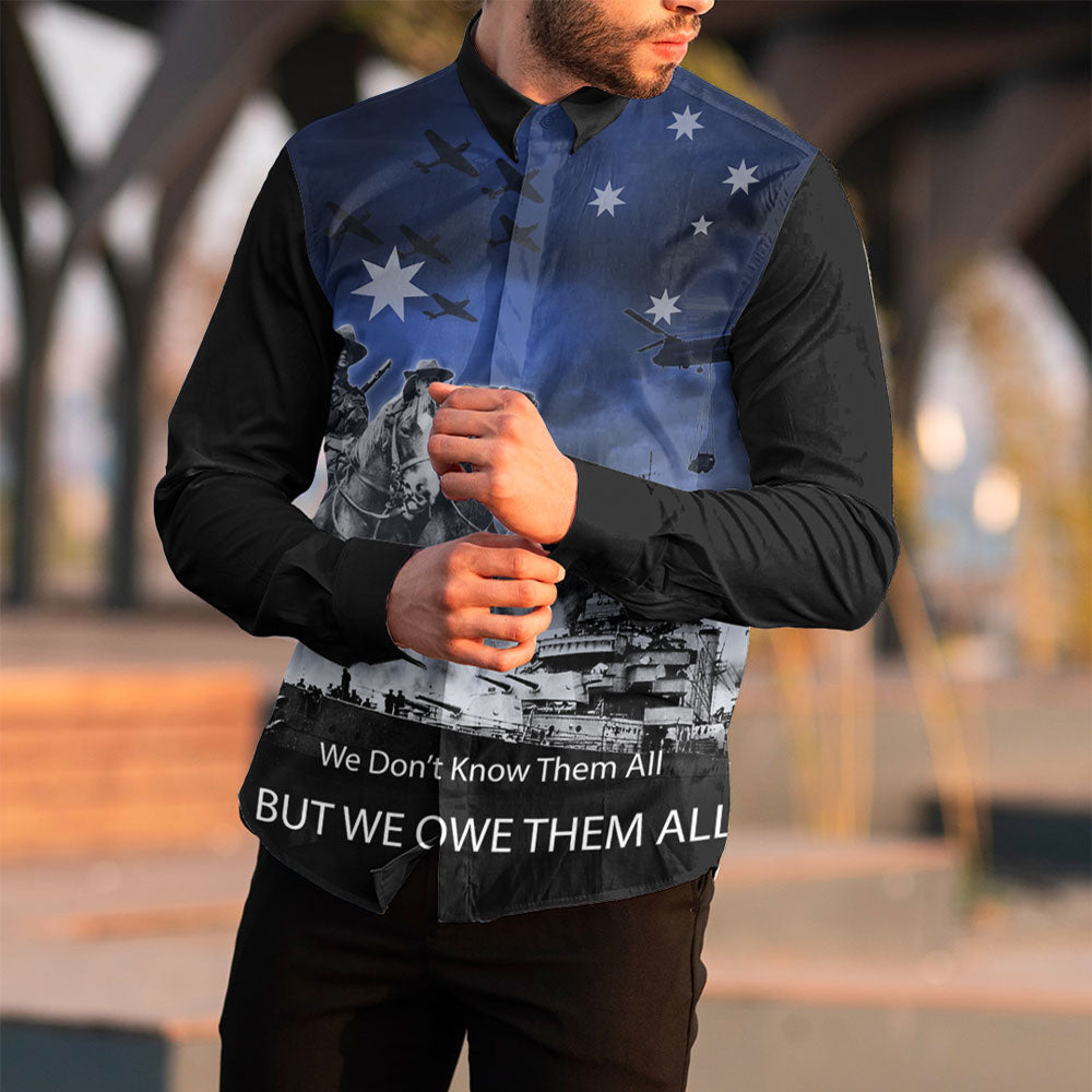 VibeHoodie Clothing - ANZAC Day Australia Light Horse Long Sleeve Button Shirt LT10 - Vibe Hoodie Shop