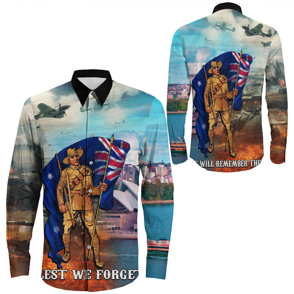 VibeHoodie Clothing - ANZAC Day Australia Peace Long Sleeve Button Shirt LT10 - Vibe Hoodie Shop