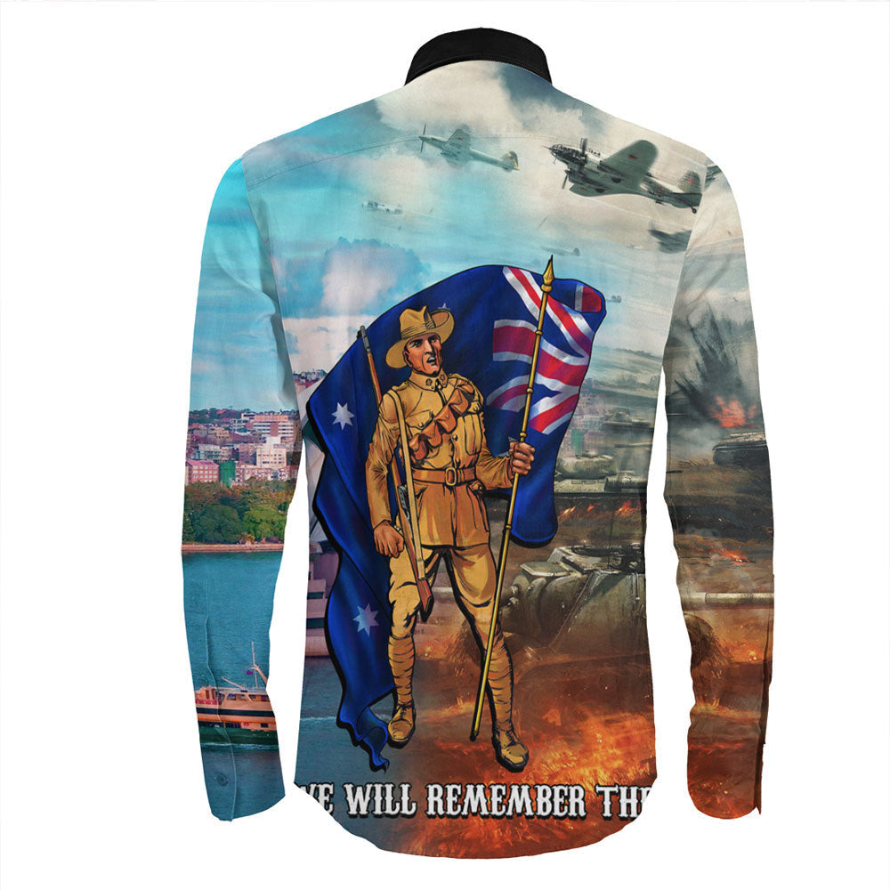 VibeHoodie Clothing - ANZAC Day Australia Peace Long Sleeve Button Shirt LT10 - Vibe Hoodie Shop