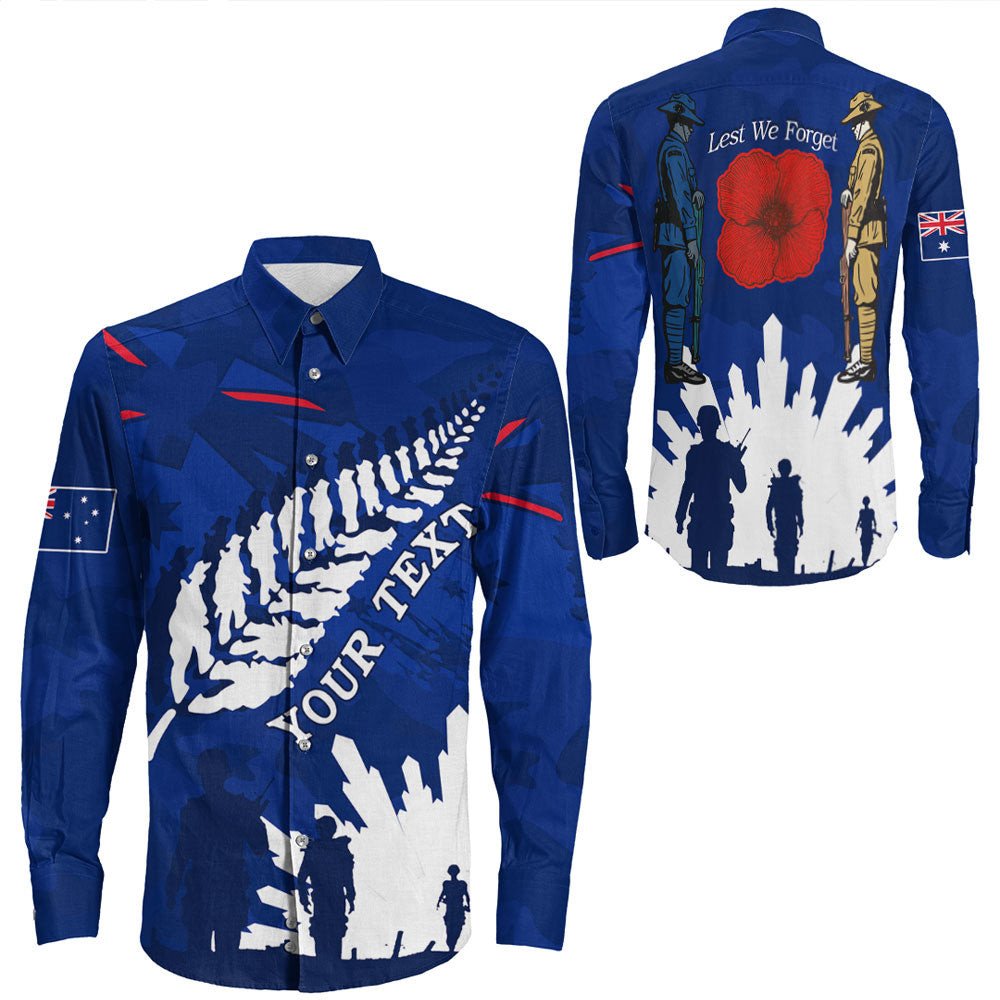 VibeHoodie Clothing - (Custom) Australia ANZAC Camouflage Mix Fern Long Sleeve Button Shirt LT10 - Vibe Hoodie Shop