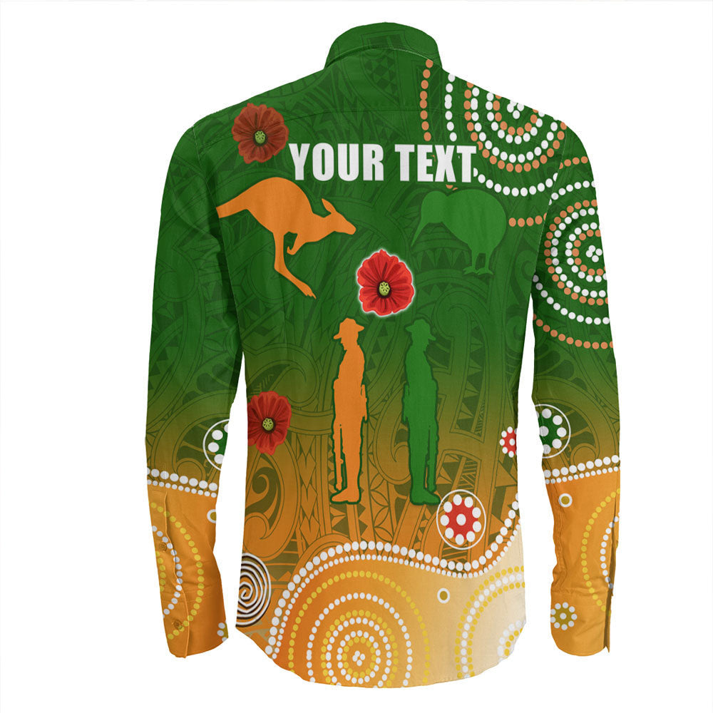 VibeHoodie Clothing - (Custom) ANZAC New Zealand Maori - Australia Indigenous Long Sleeve Button Shirt LT10 - Vibe Hoodie Shop