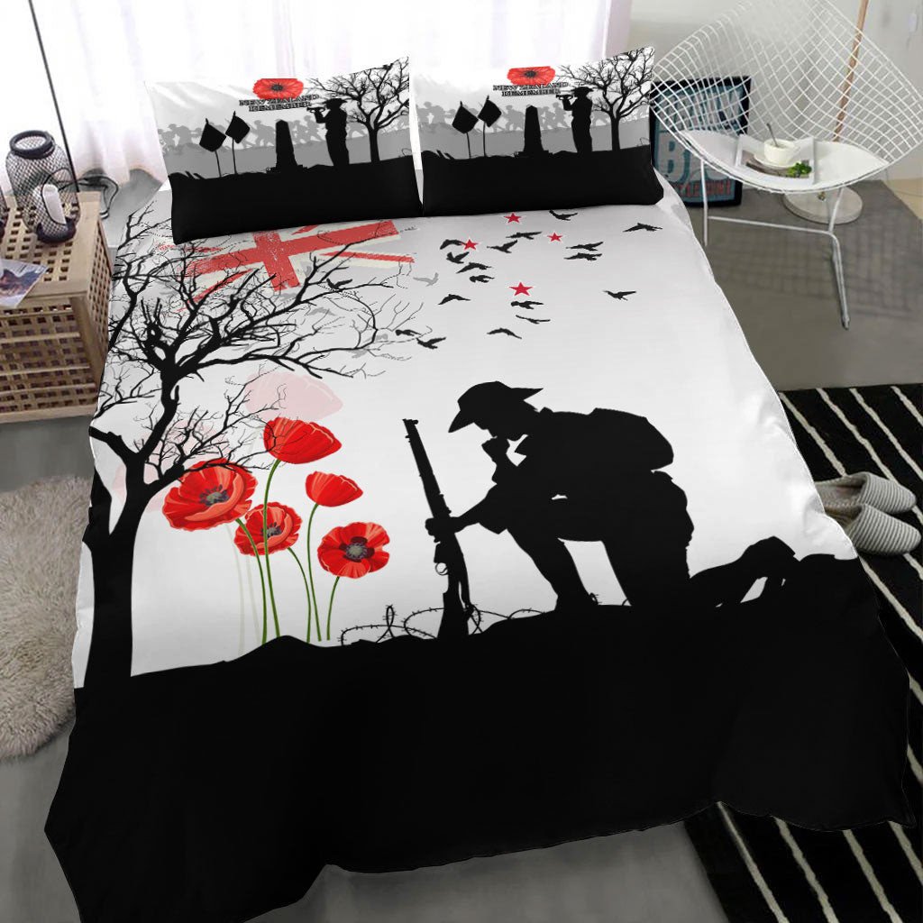 VibeHoodie Bedding Set - New Zealand ANZAC Lest We Forget Remebrance Day White Bedding Set LT10 - Vibe Hoodie Shop