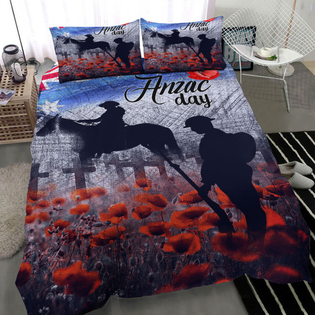 VibeHoodie Bedding Set - ANZAC Day Lest We Forget Vintage Poppies Bedding Set LT10 - Vibe Hoodie Shop