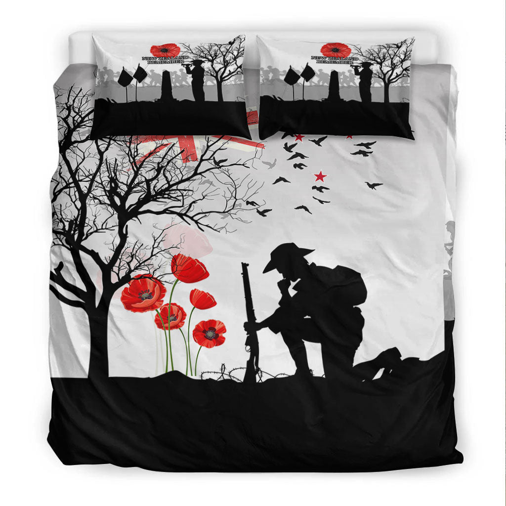 VibeHoodie Bedding Set - New Zealand ANZAC Lest We Forget Remebrance Day White Bedding Set LT10 - Vibe Hoodie Shop