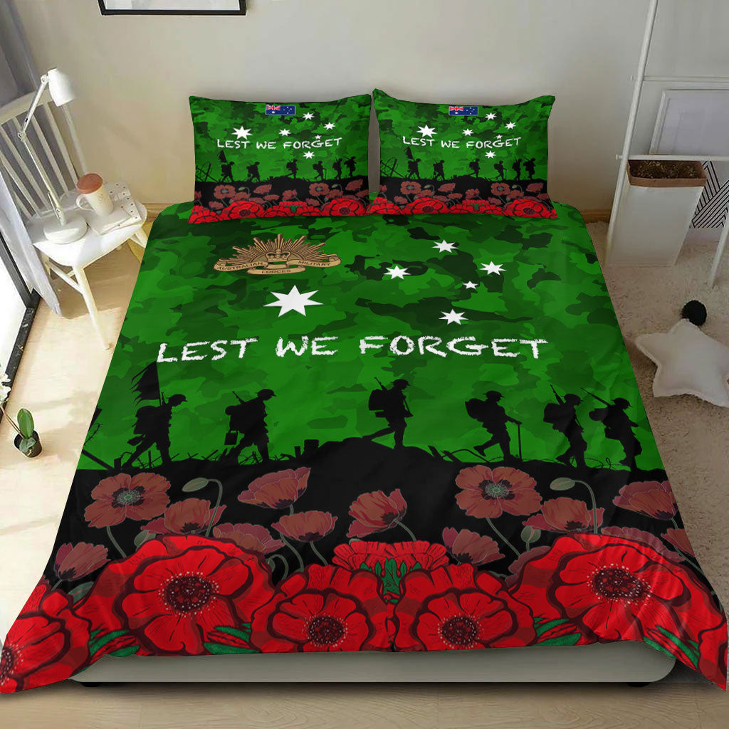 VibeHoodie Bedding Set - Australia ANZAC Day Camouflage and Poppy Bedding Set LT10 - Vibe Hoodie Shop