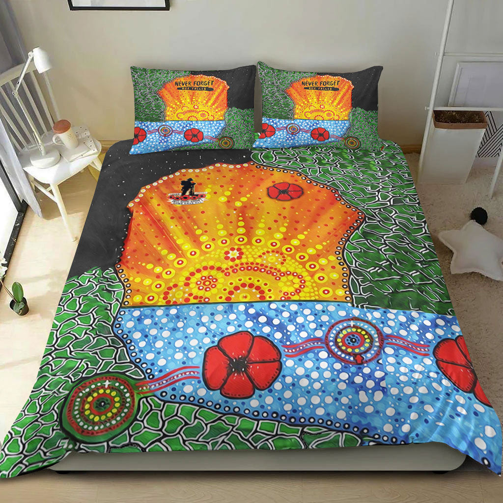 VibeHoodie Bedding Set - Aboriginal Australian ANZAC Day Lest We Forget Poppy Bedding Set LT10 - Vibe Hoodie Shop