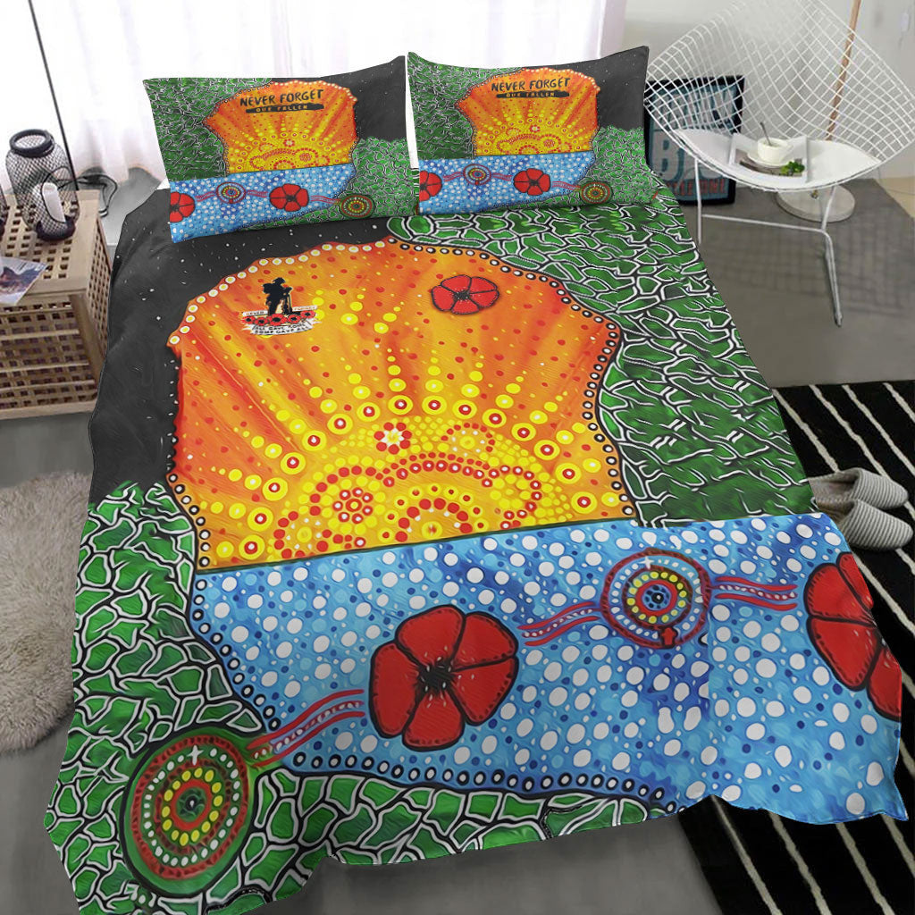 VibeHoodie Bedding Set - Aboriginal Australian ANZAC Day Lest We Forget Poppy Bedding Set LT10 - Vibe Hoodie Shop