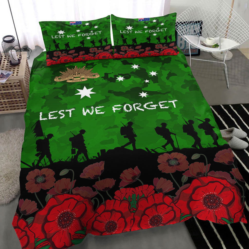 VibeHoodie Bedding Set - Australia ANZAC Day Camouflage and Poppy Bedding Set LT10 - Vibe Hoodie Shop
