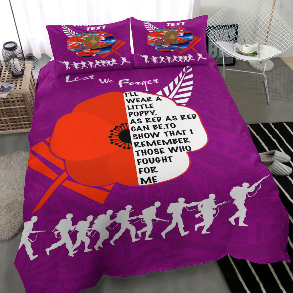 VibeHoodie Bedding Set - (Custom) New Zealand ANZAC Red Poopy Purple Bedding Set LT10 - Vibe Hoodie Shop