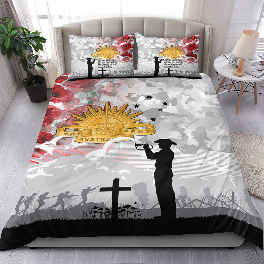 VibeHoodie Bedding Set - ANZAC Day Lest We Forget Camouflage and Poppy Bedding Set LT10 - Vibe Hoodie Shop