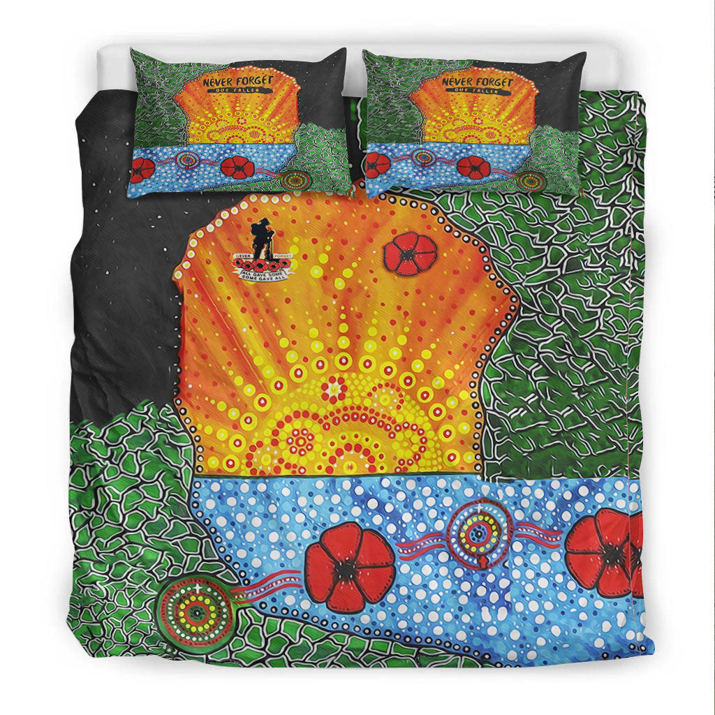 VibeHoodie Bedding Set - Aboriginal Australian ANZAC Day Lest We Forget Poppy Bedding Set LT10 - Vibe Hoodie Shop