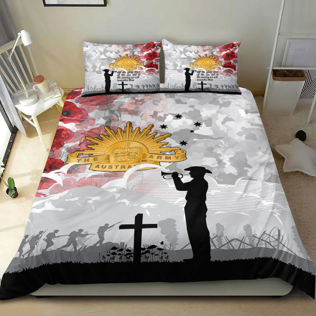 VibeHoodie Bedding Set - ANZAC Day Lest We Forget Camouflage and Poppy Bedding Set LT10 - Vibe Hoodie Shop