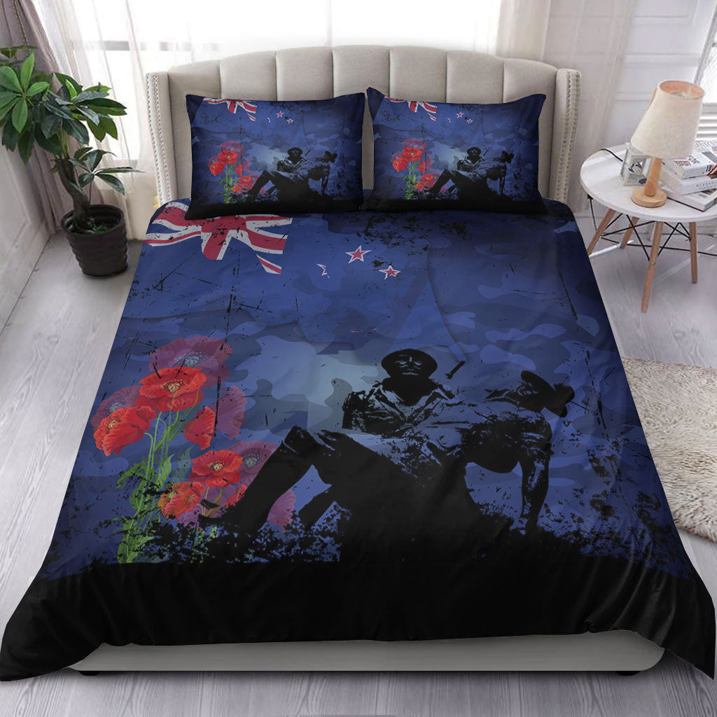 VibeHoodie Bedding Set - New Zealand ANZAC Day Soldier and Poppy Camouflage Bedding Set LT10 - Vibe Hoodie Shop
