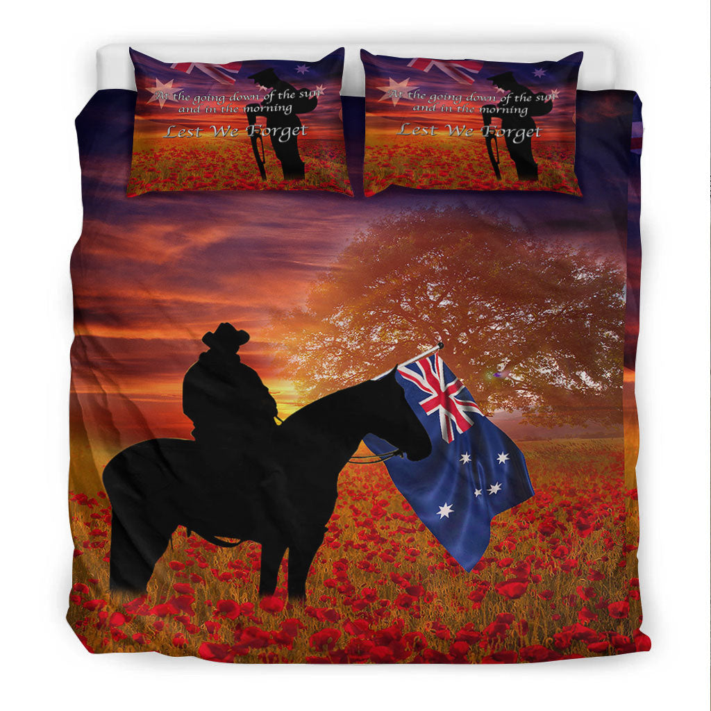 VibeHoodie Bedding Set - Australia Lest We Forget Light Horse Silhouette Bedding Set LT10 - Vibe Hoodie Shop
