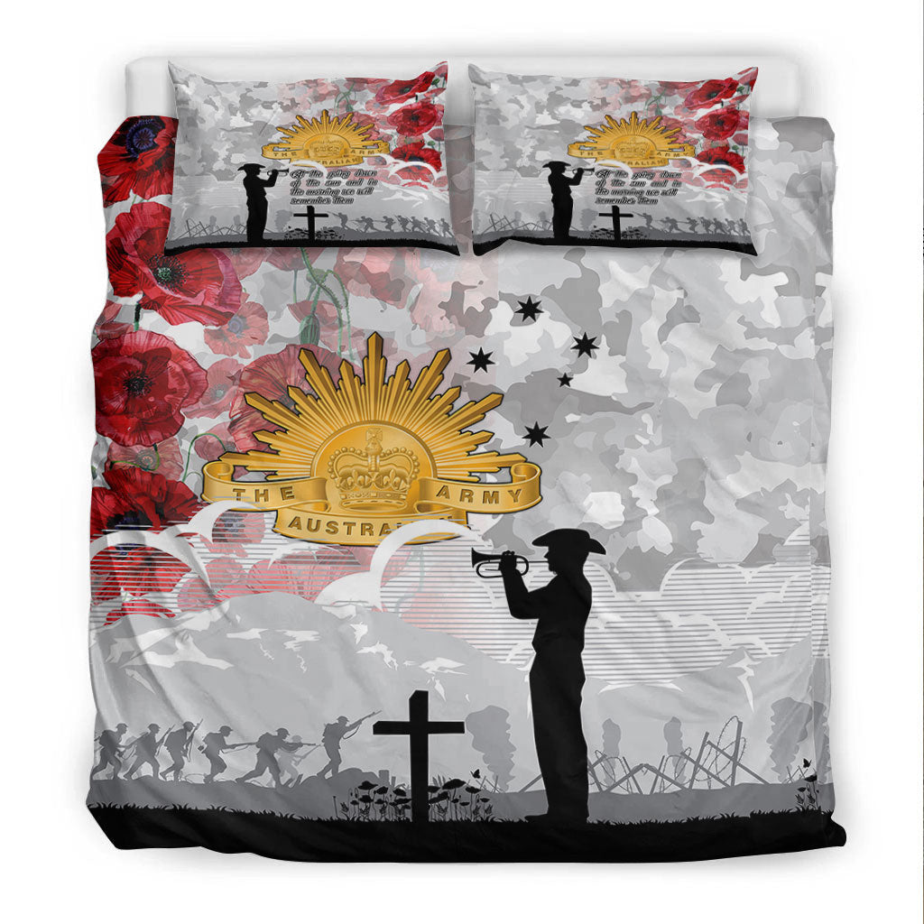 VibeHoodie Bedding Set - ANZAC Day Lest We Forget Camouflage and Poppy Bedding Set LT10 - Vibe Hoodie Shop