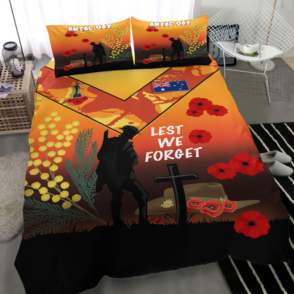 VibeHoodie Bedding Set - Australia ANZAC Lest We Forget 2022 - Orange Bedding Set LT10 - Vibe Hoodie Shop