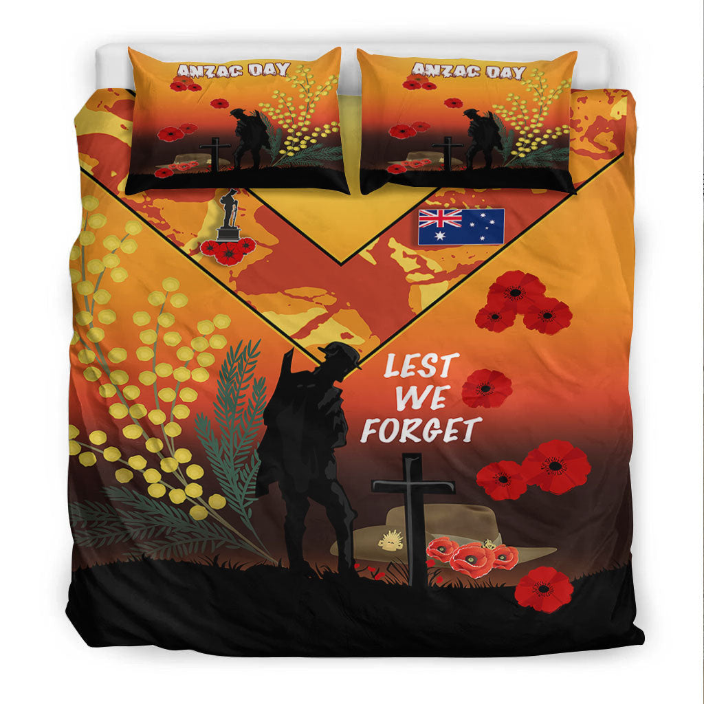 VibeHoodie Bedding Set - Australia ANZAC Lest We Forget 2022 - Orange Bedding Set LT10 - Vibe Hoodie Shop