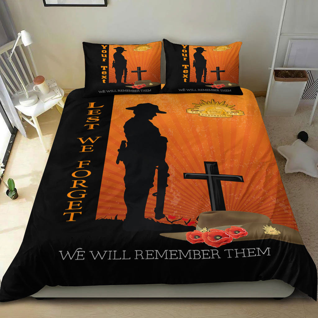 VibeHoodie Bedding Set - (Custom) ANZAC Day Lest We Forget Soldier Standing Guard Bedding Set LT10 - Vibe Hoodie Shop