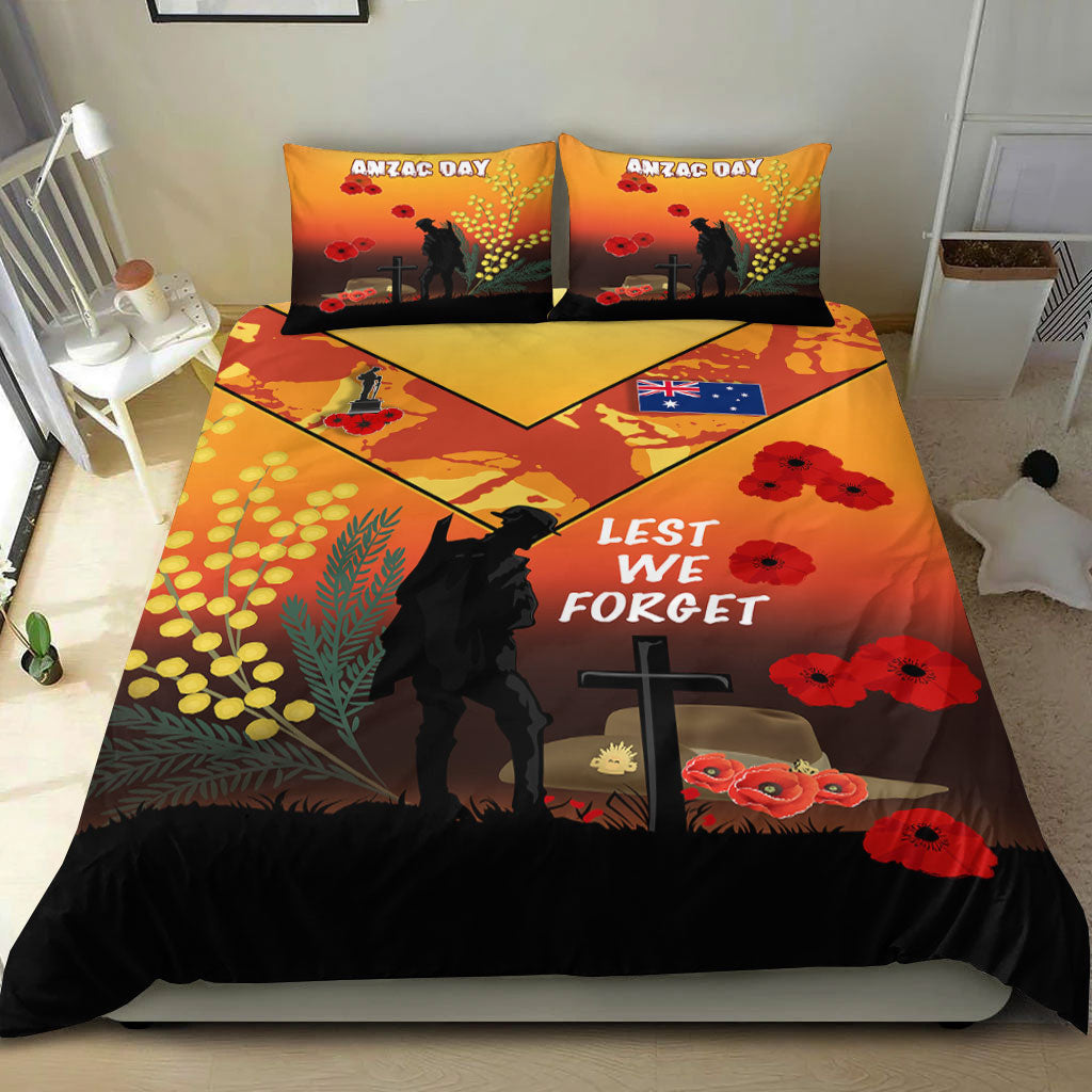 VibeHoodie Bedding Set - Australia ANZAC Lest We Forget 2022 - Orange Bedding Set LT10 - Vibe Hoodie Shop