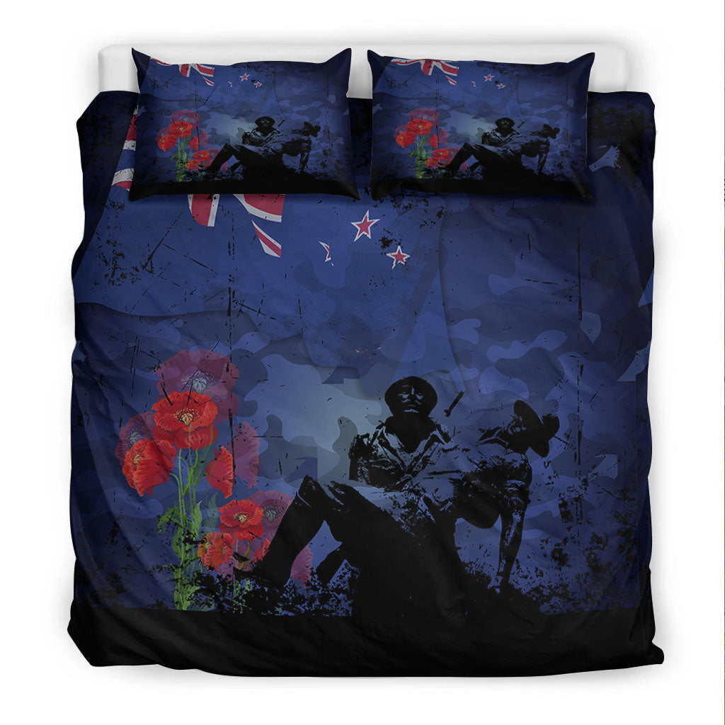VibeHoodie Bedding Set - New Zealand ANZAC Day Soldier and Poppy Camouflage Bedding Set LT10 - Vibe Hoodie Shop