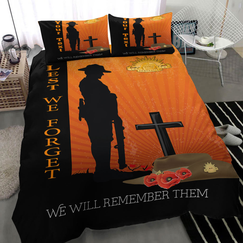 VibeHoodie Bedding Set - (Custom) ANZAC Day Lest We Forget Soldier Standing Guard Bedding Set LT10 - Vibe Hoodie Shop